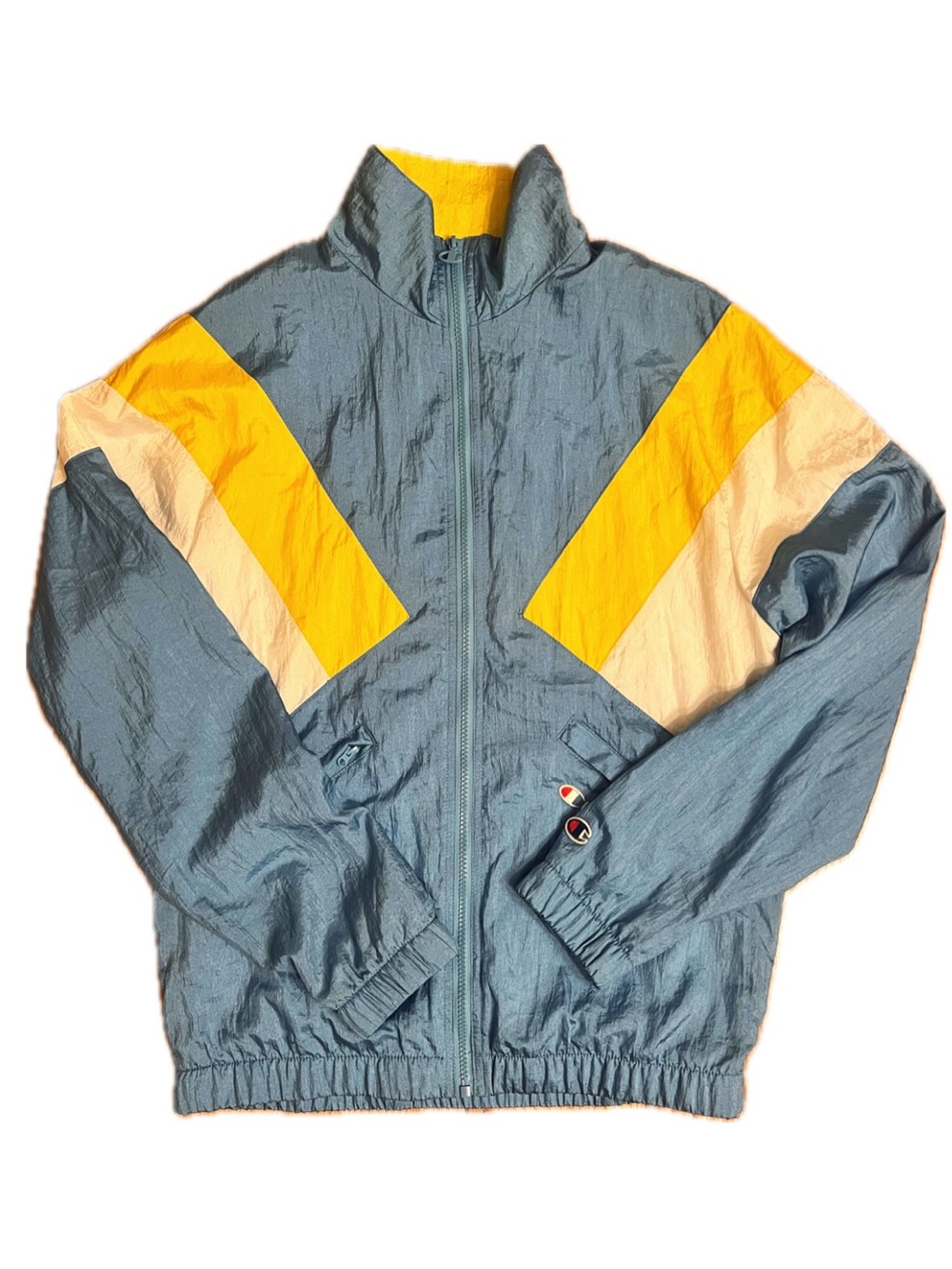 Champion Men's Colorblock Blue and Yellow Windbreaker Jacket